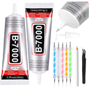 B7000 Adhesive Rhinestones Glue for Crafts, 1PC 110ml / 3.7 fl oz with 5 Dotting Pen Tool, Wax Pencil and Tweezer, Jewelry Glue for DIY Craft, Makeup, Shoes, Jewelry Making, Nail Art