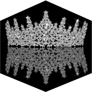 Gold Crown for Women Crystal Princess Tiaras Rhinestone Queen Headband Wedding Bridal Hair Accessories Birthday Prom Pageant Party Coming of Age Ceremony Photo Props (SilverB)