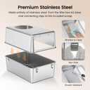 Stainless Steel Litter Box with Lid, Enclosed Metal with High Sides, Large Cat Litter Box, Dog-Proof, Odor Control, Easy to Clean,Durable with Round Edge (Front Opening)