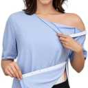 Fififlip Women's Post Shoulder Surgery Tear Away Shirt Short Sleeve Side Snap Chemo Port Postpartum Shirts Adaptive Clothing, XL