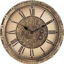 Moving Gears Wall Clock, 15 Inch Modern Gear Rotating Wall Clock Old Style Rustic Unique Vintage Industrial Clock for Living Room Decor Home Farmhouse (Vintage Copper)
