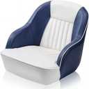 Pontoon Boat Seat, Captain Bucket Seat with Compression Foam Padding, Marine Grade Vinyl, Injection Molded Plastic Frame, Fits 5 x 5 and 5 x 12 Mounting Patterns, Blue/White