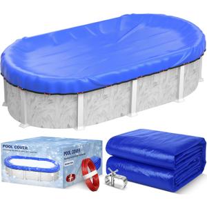 12 x 24FT Oval Pool Cover 500D Extra Thick Above Ground Pool Cover Blue, 28' x 16'