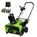 Greenworks Pro 60V 22" Brushless Cordless Snow Blower (Single Stage), (2) 5.0Ah Batteries and Dual Port Charger Included