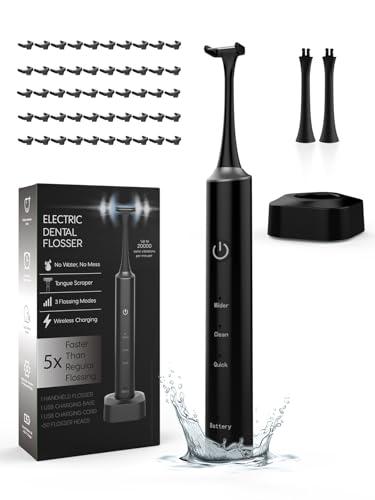 Voraiya Electric Flosser for Teeth Reusable Dental Floss with 50 Replacement Heads,Dentist Recommended Tooth Flossers,Water Flosser Alternative,Portable Dental Floss Picks for Adults,Travel