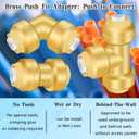 2 x Boltigen Plumbing Fittings 1/2 inch, 6pack No Lead Brass Push Fit to Connect Couplings, 2pcs Straight, 2pcs 90 Degree Elbows, 2pcs Tee, with Disconnect Clip, for Connecting Copper, PEX, CPVC