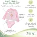 Little Me Baby Girls' Little Girls' Two-piece UPF+ 50 Sun Protection Rash Guard Set (12 Months, Pink Flamingo)