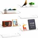 Yieach 6 Pack 15" Acrylic Shelves for Wall,Bathroom,Bedroom 233
