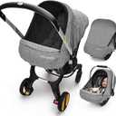 Baby Car Seat Cover, Extra Large Mesh Window, Breathable Fabric, Infant Windproof Canopy, Universal Fit CarSeat Covers for Babies, Machine Washable, Must Have Baby Gift. (Gray)