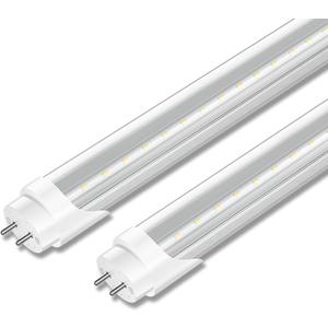 2-Pack T8 LED Bulbs 4FT, 6000K Daylight, 40W Equivalent, Ballast Bypass, Dual Ended Type B Light Tube, LED Fluorescent Tube Replacement T8 T12, Non-dimmable
