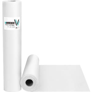 Vanhench White Wrapping Paper 15''×450'', Bulletin Board Poster Paper Roll, White Kraft Easel Sketch Paper for Painting Drawing for Kids, Christmas Gift Arts & Crafts Supplies