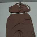 SUUKSESS Women 2 Piece Workout Sets Twist V Neck Sports Bra Yoga Gym Biker Short (Brown, S)