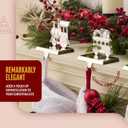 Klikel Train Stocking Hanger Set of 2 - Shiny Silver Metal Christmas Stocking Holder for Fireplace Mantle - Heavy Duty with Hook