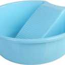 MZD Washboard Basin for Hand Washing Clothes and Small Delicate Articles, Blue, Plastic, 16.8" x 16.8" x 4.8", Countertop, Utility
