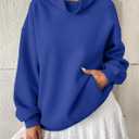 EasyGala Womens Fleece Sweatshirts with Pockets Oversized Turtleneck Pullover Trendy Long Sleeve Tops Fall Fashion Shirts (Blue, L)