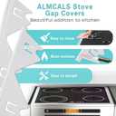 Stove Gap Covers Stainless Steel, 2 Pack Stove Gap Filler Easy Retractable Length 13.8" to 27.5", Width 0.79" ALMCALS Stove Gap Guards Range Trim Kit, Heat Resistant Guard Between Stove Top & Counter (White)