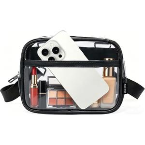 MAXTOP Clear Crossbody Bag for Stadium Events - Clear Fanny Packs for Women Transparent TPU Crossbody Purse with Adjustable Strap for Sports Concerts Game Day Black