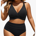 Women Plus Size Two Piece Swimsuit - High Waisted Bikini with Double Straps Tummy Control Bathing Suit 2025 Swimwear, XL