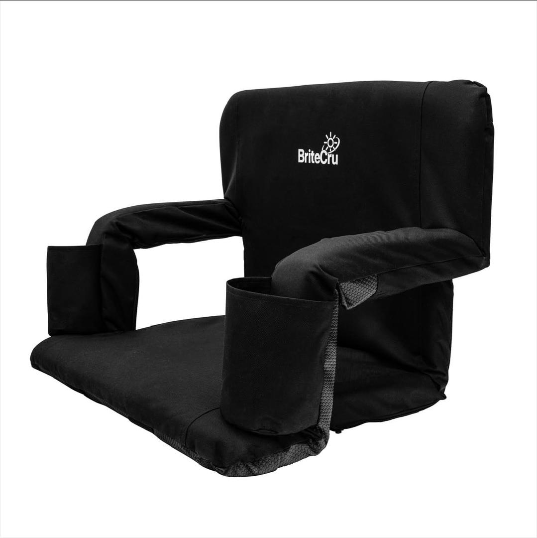 Stadium Seats with Back Support – Bleacher Chair with Armrests, Cup Holders, Padded Cushion & Reclining Backrest | Portable Folding Stadium Seat for Bleachers, Camping & Sports Events