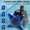3200GPH Pond Pump, 200W Submersible Water Pump with 33FT Power Cord & Barrier Bag, 2 Hose Adapters, 20FT. Lift Height for Garden Ponds, Fountains, Waterfalls, Water Circulation (Blue)