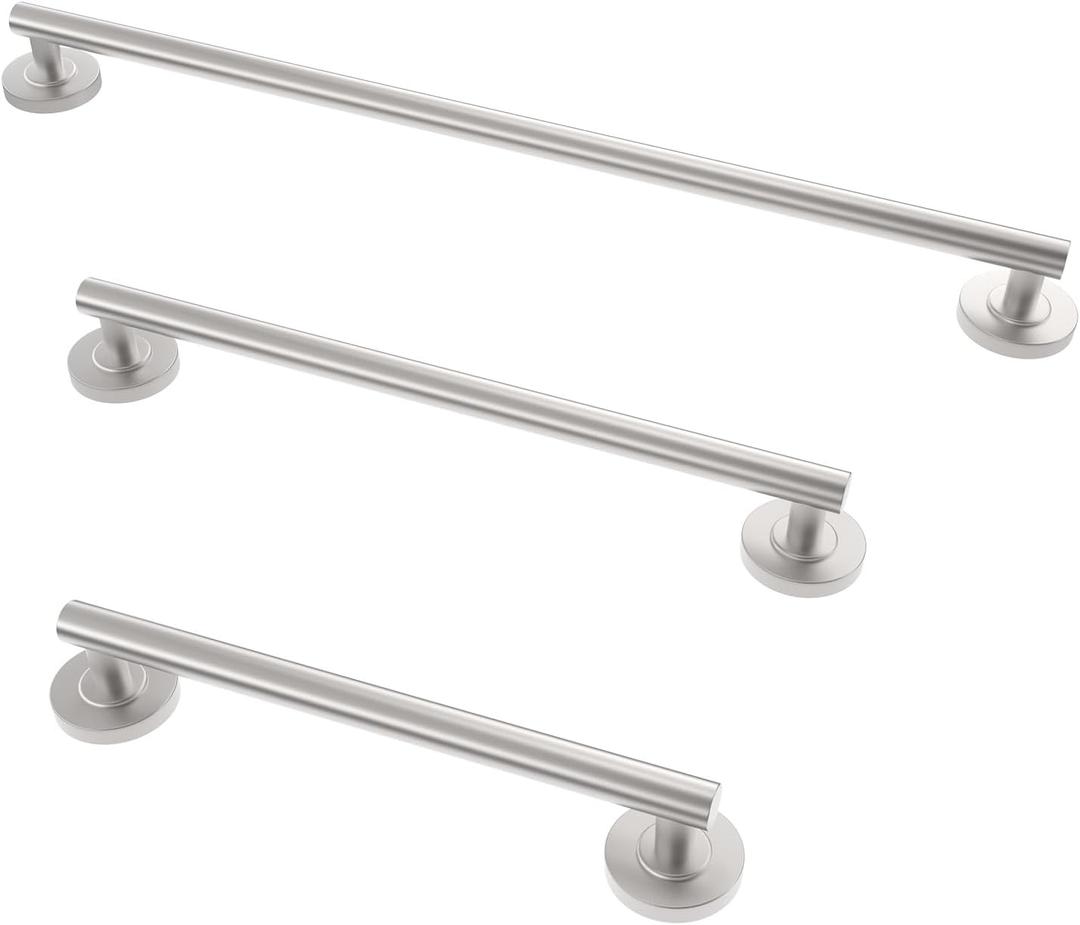 Shower Grab Bar Set, ADA Compliance Brushed Stainless Steel Handicap Grab Bar for Bathtubs and Showers, Modern 3-Pack 18" 24" 36" Shower Safety Bars for Seniors