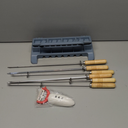 guogiyala Kebab Maker Press with Kebab: Manual Kabob Mould - Skewers Kebab, 8 pcs portable Barbecue Tool(Grey)