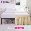 RIMELA Light Camel Bed Skirt King Size 15 Inch Drop, Elastic Bed Skirting for Bed Base and Frame, Bedding Dust Ruffle Easy to Install, Lightweight Wrap Around Adjustable Bedskirt