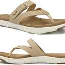 COFACE Flip Flops for Women with Arch Support Beach Thong Sandals for Woman Adjustable Fashion Orthopedic Sandal Outdoor (Beige, USA 9, UK 7)
