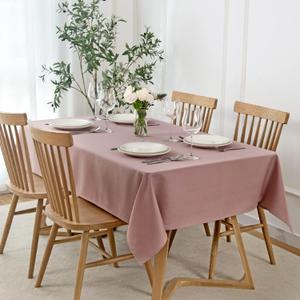 maxmill Faux Linen Textured Rectangle Tablecloth Water Resistant Wrinkle Free Spill-Proof, Soft Table Cloth for Dining Room Decoration, Banquet Parties Event Holiday Dinner, 60 x 84 Inch Dusty Pink