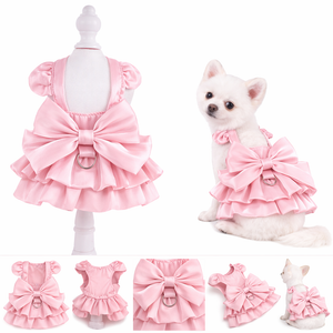Dog Princess Costume Dog Wedding Dress Cute Cat Skirt Sleeveless Puppy Girl Clothes for Small Pet Puppy Cats with D-Ring (Pink, Small)