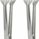 2Pcs Small Tongs for Serving Buffet Party Stainless Steel Mini Silver Kitchen Cooking Bar Salad Tong Set Durable Lightweight Ergonomic Grip for Home Dining 6.69 Inch