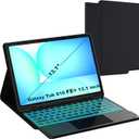for Galaxy Tab S10 FE+ 13.1 inch Case with Keyboard - 7 Color Backlit Detachable Tablet Keyboard Cover with Touchpad - Tab S10 FE Plus 13.1" 2025 Samsung Keyboard Case with S Pen Holder Black
