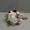 Wedding Bouquets for Bride Bridesmaid,White Champagne Artificial Roses Flowers for Wedding Church Decoration (7.5in)
