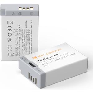 K&F CONCEPT 2-Pack LP-E17 Battery USB-C Fast Charging R50 Battery Compatible with Canon EOS R100 R10 R50 RP R8, Rebel T8i T7i T6i T6s SL2 SL3 EOS M3, M5, M6, EOS 200D 77D 750D 760D