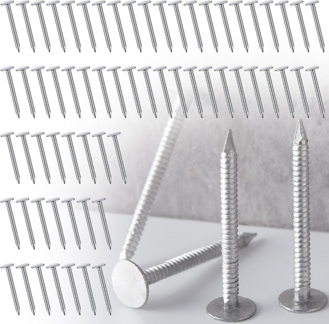 Tandefio 250 Pcs Aluminum Roofing Nails 1-3/4 Inch Aluminum Siding Rustproof Cap Nails to Fasten Asphalt Shingles Roofing Felt Insulation Board Wood Decking Fascia