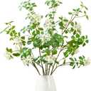 3 PCS 43.3 Inch Artificial Greenery Stems Fake Branches with Leaves for Vase Faux Plants Silk Flowers for Home Decor Indoor Serenity Blossoms White