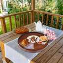 Extra Large Round Solid Wood Serving Tray, Classic Tea Coffee Table Wooden Decorative Ottoman Tray Server for Breakfast in Bed Snack Food Kitchen Party Bar, Raised Edge (19.7inch/50cm) Walnut