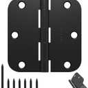 Black Door Hinges - 6 Pack Matte Black Door Hinges 3.5 Inch with 5/8" Radius Corners - Black Hinges for Interior and Exterior Doors - Heavy Duty 3 1/2" Residential Door Hardware