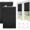 Moukeren 2 Pcs Black Blackout Roller Shades with 6 Suction Cups, 49" x 26.8" No Drilling Retractable Portable Window Blinds, Removable Temporary Blackout Shades for Home Office Bedroom Balcony