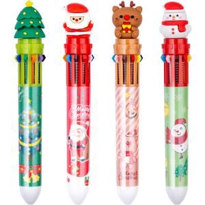 2 x Heliar Multicolor Ballpoint Pen 0.7 mm, 10-in-1 Colored Pens Fine Point Retractable Christmas Ballpoint Pens for Office School Supplies Students Gift, 4 Pack