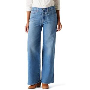 Levi Strauss Signature Gold Women's Heritage Belted Wide Leg Jeans Mid-Rise Stretch Denim (14)