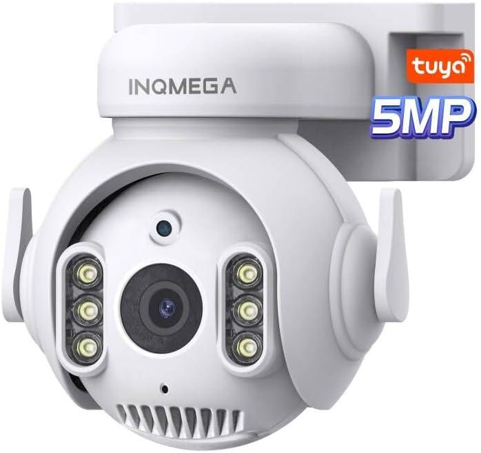 INQMEGA 5MP TUYA Smart Camera,Security Home Surveillance Camera with 2.4G WiFi,2-Way Audio, Full Color Night Vision, Waterproof, Motion Detection, Spotlight & Siren