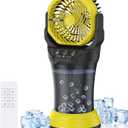 Wilody Misting Fan Portable Camping Fan 42800mAh Battery Powered with Remote Control, RGB Ambient Light with 2L Bucket, Battery Indicator, 120 Auto Oscillating, Timing Function, Grip Handle ( missing controller)