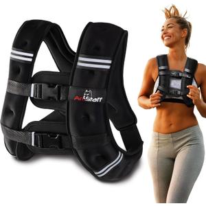 AmStaff Fitness Weighted Vest - Weight Vest for Running, Strength Training & Muscle Building, Features Reflective Stripe for Safe Outdoor Workouts (12lbs, Black)