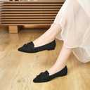 HIULYCENCE Flats for Womens Pointed Toe Ballet Flats with Bow Comfortable Knit Dressy Flats