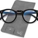 EASY READ Retro Round Blue Light Blocking Reading Glasses for Women,Anti UV Readers for Women with Spring Hinge (Black)