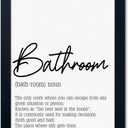 Boswaydeco Bathroom Decor Wall Art Black and White Bathroom Artwork Small Modern Toilet Rules Canvas Print for Guest Washroom (14"L x 11"W, J002)