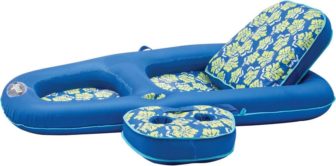 Aqua Campania Ultimate 2-in-1 Pool Float Lounge  Extra Large  Inflatable Pool Floats for Adults with Adjustable Backrest & Cupholder Caddy