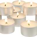 Stonebriar 100 Count White Unscented Smokeless Long Burning Tea Light Candles with 6-7 Hour Burn Time