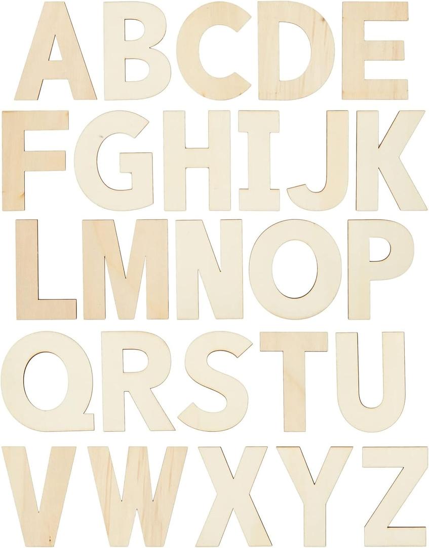 Bright Creations Wooden Block Letters - 36-Piece, 6 in - Unfinished Wood Cutouts for DIY Paint & Craft Projects - 3D Alphabet Letters for Wall Decor